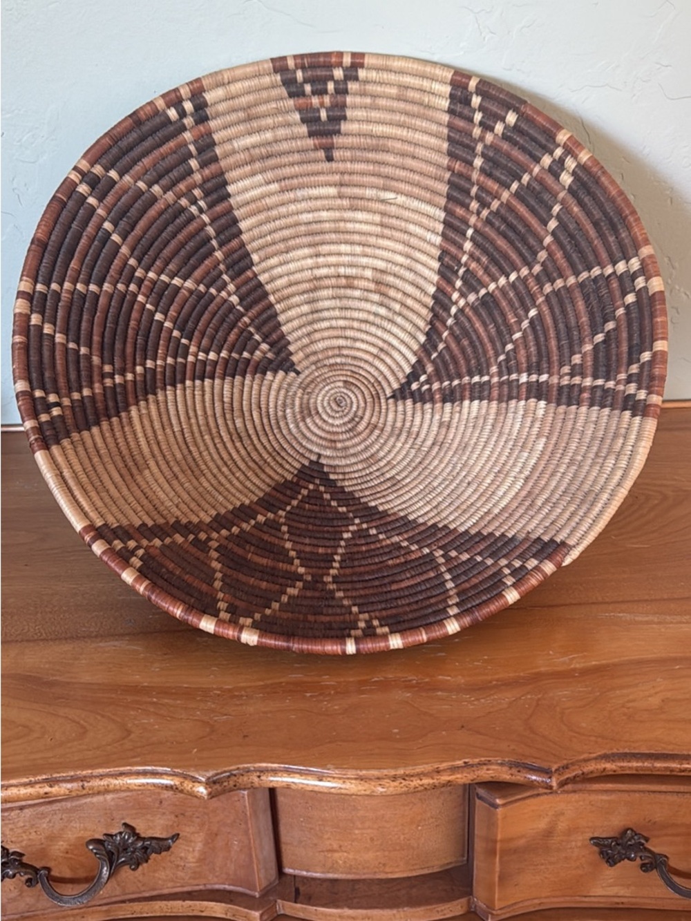 Handwoven Brown and Cream Decorative Woven Basket Bowl